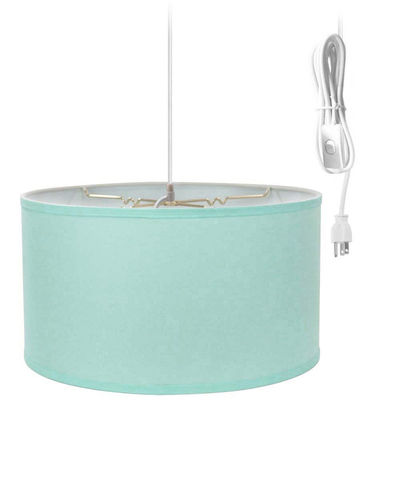 18"W 1 Light Swag Plug-In Pendant  Island Paradise Blue Shade White Cord