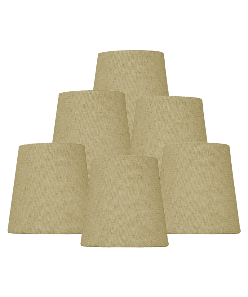 Set of 6 Chandelier Sand Linen Clip-On Lampshade 3x4x4