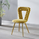 Modern Chair With Iron Tube Legs, Soft Cushions And Comfortable Backrest, Suitable For Dining Room, Living Room, Cafe, Hairball Back by Unique Piece Furniture