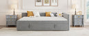 Full Size Upholstered L-Shaped Upholstered Daybed with Twin
Size Pop Up Trundle, Gray