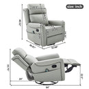 Manual Recliner Swivel Rocking Chair With 8-Point Massage and Heating