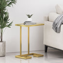 Modern Glam C Shaped End Table With Tempered Glass Top - Gold by HouseOfZazla
