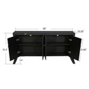 Refined Industrial 4 Door Credenza With Arc Legs & Clasps by Unique Piece Furniture