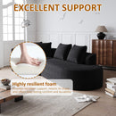 Upholstered Oversized Sectional Sofa, 4 Seater Extra Deep & Wide Curved Cloud Couch With 4 Throw Pillows For Living Room - Black by HouseOfZazla