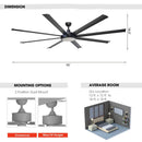 75" Industrial DC Motor Downrod Mount Reversible Ceiling Fan with Lighting and Remote Control by ParrotUncle