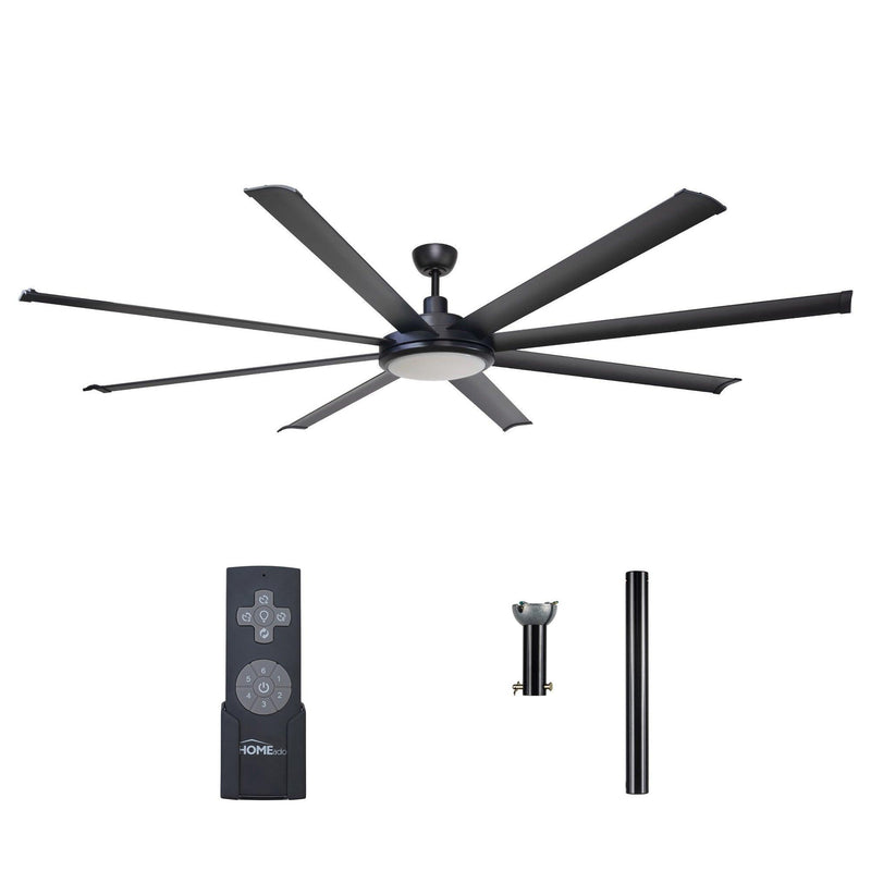 75" Industrial DC Motor Downrod Mount Reversible Ceiling Fan with Lighting and Remote Control