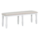 6-Piece Classic Dining Table Set, Rectangular Extendable Dining Table with two 12"W Removable Leaves and 4 Upholstered Chairs & 1 Bench for Dining Room (Gray+White)