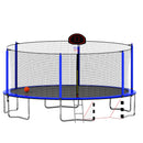 16FT Trampoline with Basketball Hoop pump and Ladder(Inner Safety Enclosure) with soccer goal blue