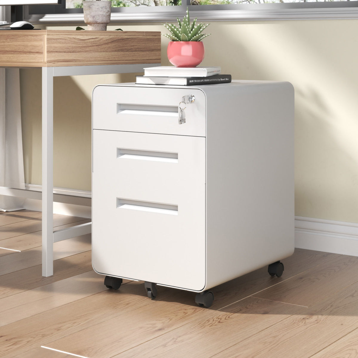 3-Drawer Mobile File Cabinet with Lock and Casters, photo 7 of 8