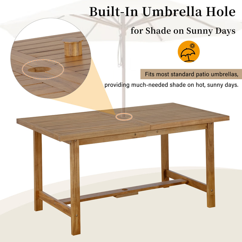 U_STYLE 5-Piece Outdoor Acacia Wood Dining Set, photo 7 of 10