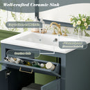 Modern Bathroom Vanity With Integrated Ceramic Sink, 2 Door Cabinet With Tip-Out Drawer by Unique Piece Furniture
