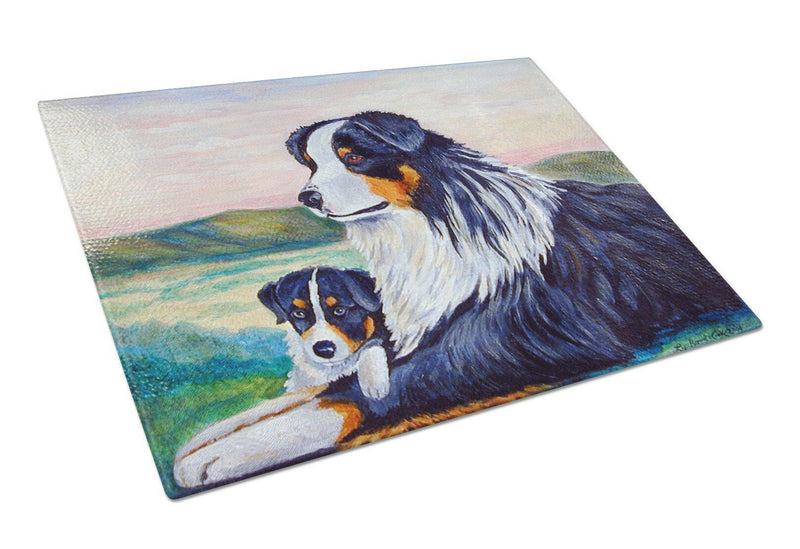 Australian Shepherd Glass Cutting Board Large