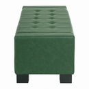 Green Storage Ottoman Bench, PU Upholstered Footrest with Solid Wood Legs