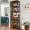70" Display Cabinet with Glass Doors and Lights, Multi-Tier Storage by HouseOfZazla