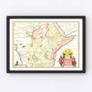 Vintage Map of Northern Ethiopia 1665
