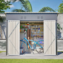 4x8 Slope-Roof Reinforced Storage Shed with Weatherproof Sloping Roof & 4 Air Vents, Heavy-Duty Sturdy Metal Frame, Left/Right Optional Door, Outdoor Tool Shed Warehouse for Garden Storage Pet House by Montret