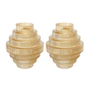 D5.9x6.7' Tiered Geometric Amber Luster Clear Vase, Set of 2 by HouseOfZazla