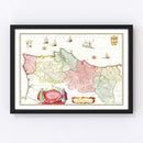 Vintage Map of Portugal 1665