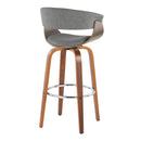 Vintage Mod - Mid Century Modern Fixed Height Barstool With Swivel With Round Footrest (Set of 2)