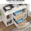 Large Mobile Lateral File Cabinet With 2 Drawers, Printer Stand & Storage Shelves, For Letter Size Files - White / Oak by HouseOfZazla