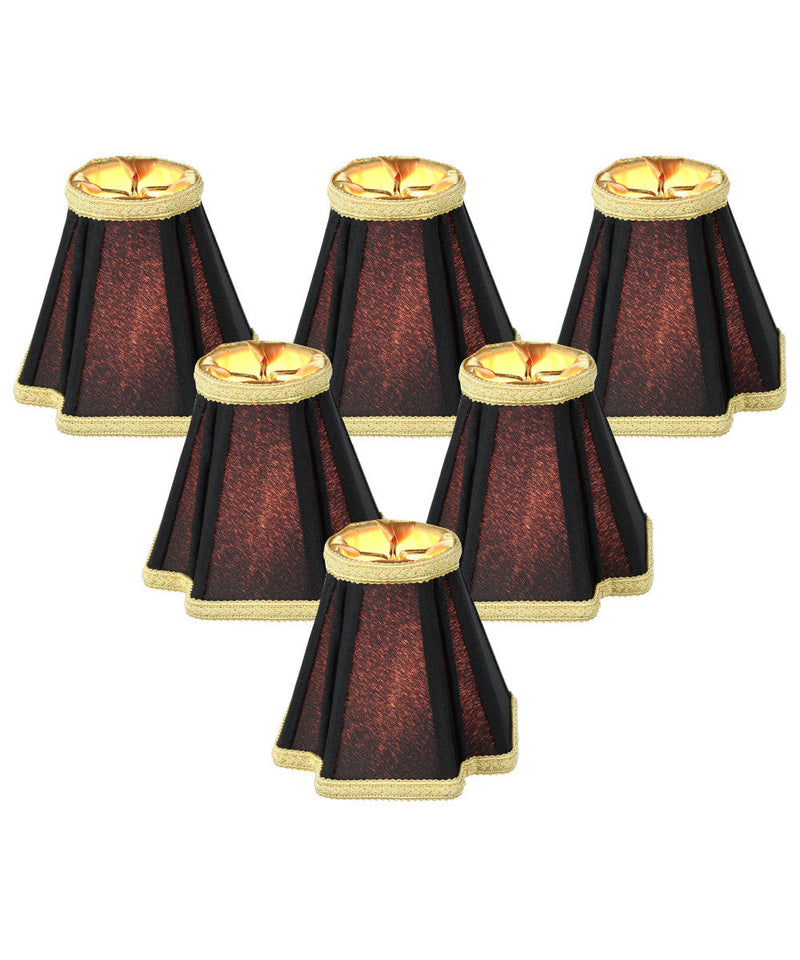 5"W x 5"H Set of 6 Black with Gold Liner Chandelier Clip-On Lampshade