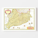 Vintage Map of Catalonia, Spain 1665