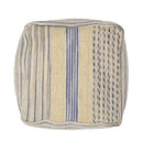 Western - Handcrafted Fabric Pouf, Durable - Natural / Blue