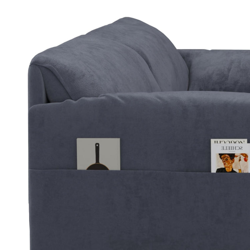 63.8" Queen Pull Out Sofa Bed, 3-in-1 Convertible Sleeper Sofa with Side Storage,Multi-Functional Velvet Loveseat Bed for Living Room,Bedroom,Apartment,Office,Grey