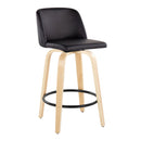 Toriano - Contemporary Modern Fixed Height Counter Stool Swivel With Round Footrest (Set of 2) by HouseOfZazla