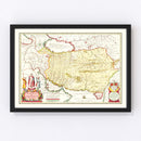 Vintage Map of the Kingdom of Persia 1665