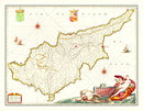 Vintage Map of Cyprus 1665