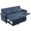 2-in-1 Sofa 82' Three-seater Sofa with Sofa Bed and Reversible Recliner, Blue Chenille