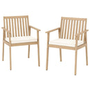 2 Pieces Patio Dining Chairs Outdoor Acacia Wood Chairs with Removable Padded Cushion by LJGDeals