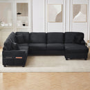 Upholstered U-Shaped Sectional Sofa With Movable Ottoman And Side Storage Pockets by Unique Piece Furniture