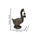 21'' Antique Bronze Goose Statue With Solar Lantern