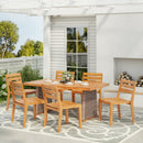 7 Pieces Outdoor Acacia Wood Dining Set with Handwoven Rattan Legs