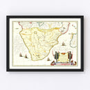 Vintage Map of Southern Ethiopia 1665