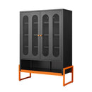 Modern Metal Shoe Cabinet With DoublebSided Doors And Adjustable Partitions