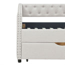 Upholstered Tufted Daybed With 2 Drawers, Waved Arms by HouseOfZazla