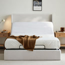 Caron - Queen Size Upholstered Wingback Bed With Adjustable Base Bundle Set - Ivory by Unique Piece Furniture