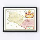 Vintage Map of Mexico 1665