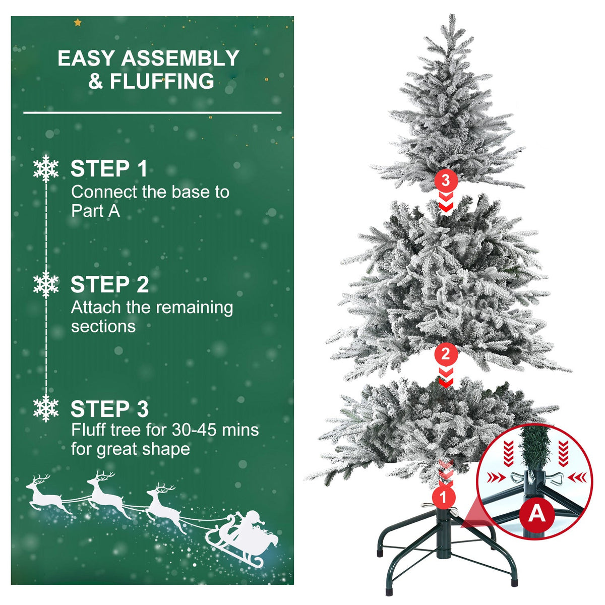 6FT Snow Flocked Artificial Christmas Tree with LED Lights, photo 7 of 10