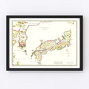 Vintage Map of Japan 1665
