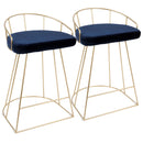 Canary - Contemporary / Glam Counter Stool (Set of 2) - Gold / Blue by Unique Piece Furniture