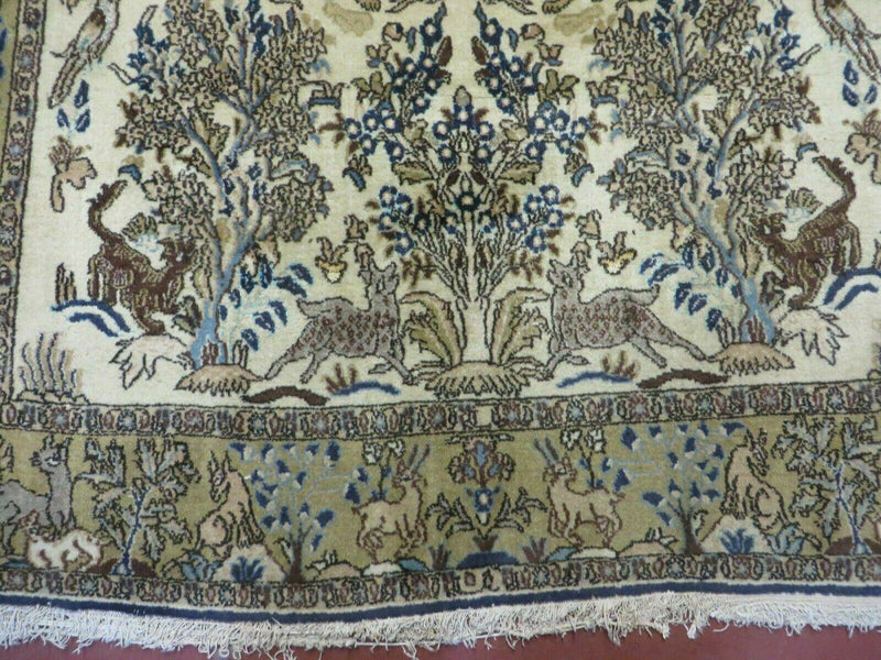 4' X 6 Handmade India Oriental Fine Pictorial Tree Of Life Wool Silk Rug Wow