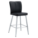 Modern Bar Chair Set Streamlined Backrest Metal Legs 2 Pieces - Black / Silver by HouseOfZazla