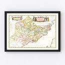Vintage Map of Fujian, China 1665