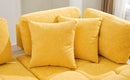 91.73" L-shaped Sofa Sectional Sofa Couch with 2 Stools and 2 Lumbar Pillows for Living Room, Yellow