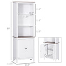 69" Freestanding Storage Cabinet, Bathroom Linen Tower, Kitchen Cupboard, Buffet Cabinet, Bookcase with Double Door 3-Tier Shelf for Home Office, White