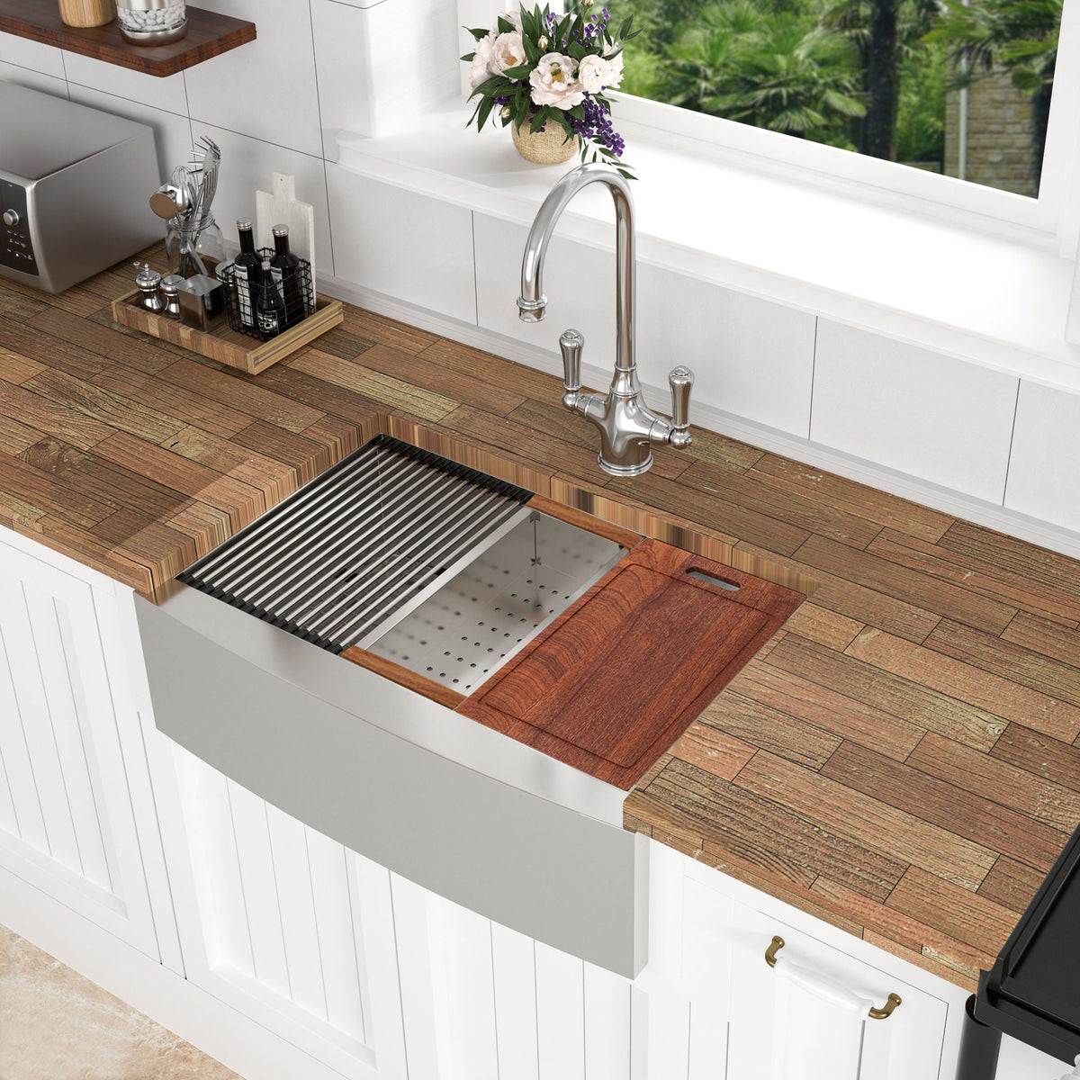 Classic Ceramic Farmhouse Sink Workstation Single Bowl With Durable Finish, photo 24 of 40